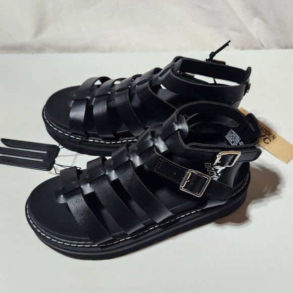 Girls NYC Madden Girl's Black Gladiator Sandals – Size 2 - Picture 4 of 6